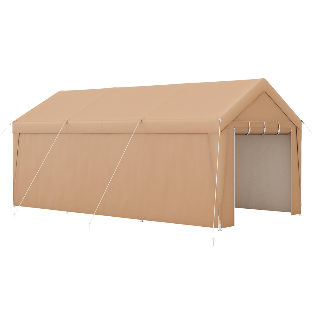 10 x 20 Feet Patio Carport Tent with Galvanized Steel Frame – No Sidewall