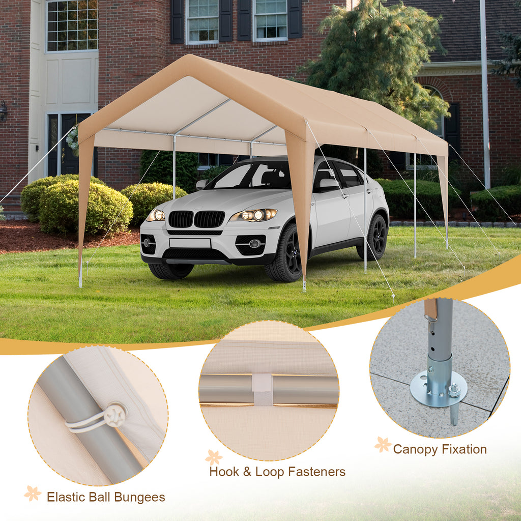 10 x 20 Feet Patio Carport Tent with Galvanized Steel Frame – No Sidewall