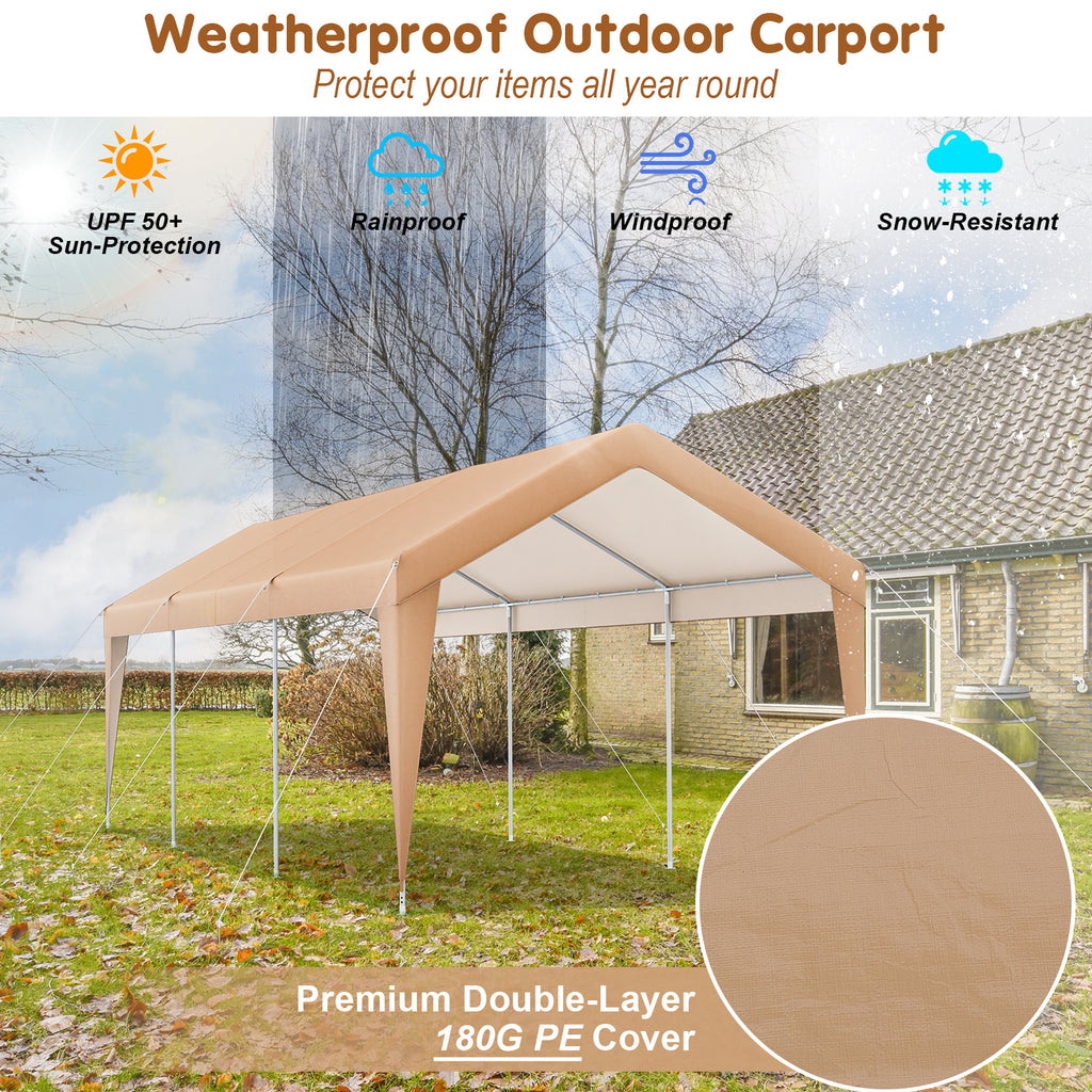 10 x 20 Feet Patio Carport Tent with Galvanized Steel Frame – No Sidewall