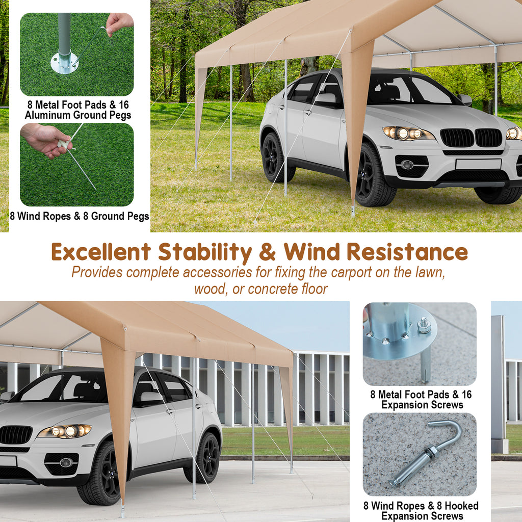 10 x 20 Feet Patio Carport Tent with Galvanized Steel Frame – No Sidewall