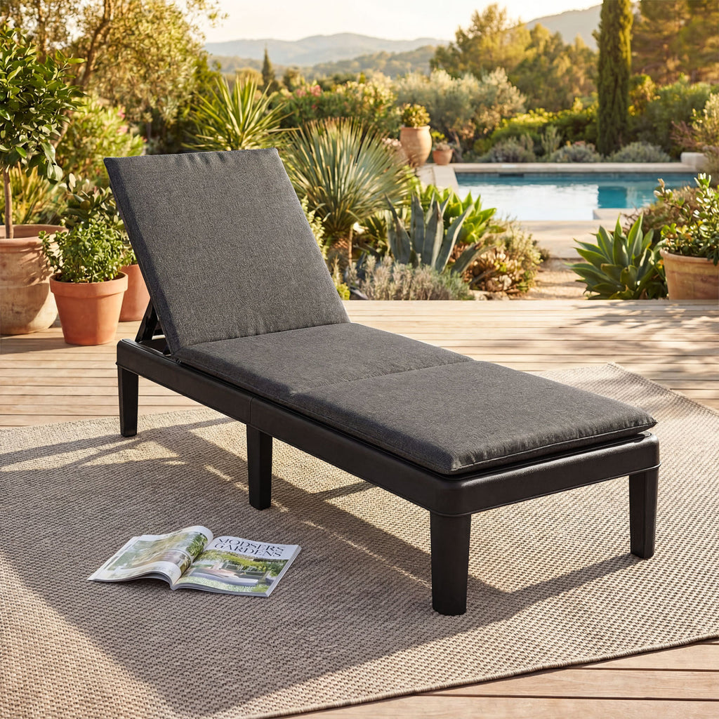 Patio Lounge Chair 3-Position Adjustable Backrest - Orange