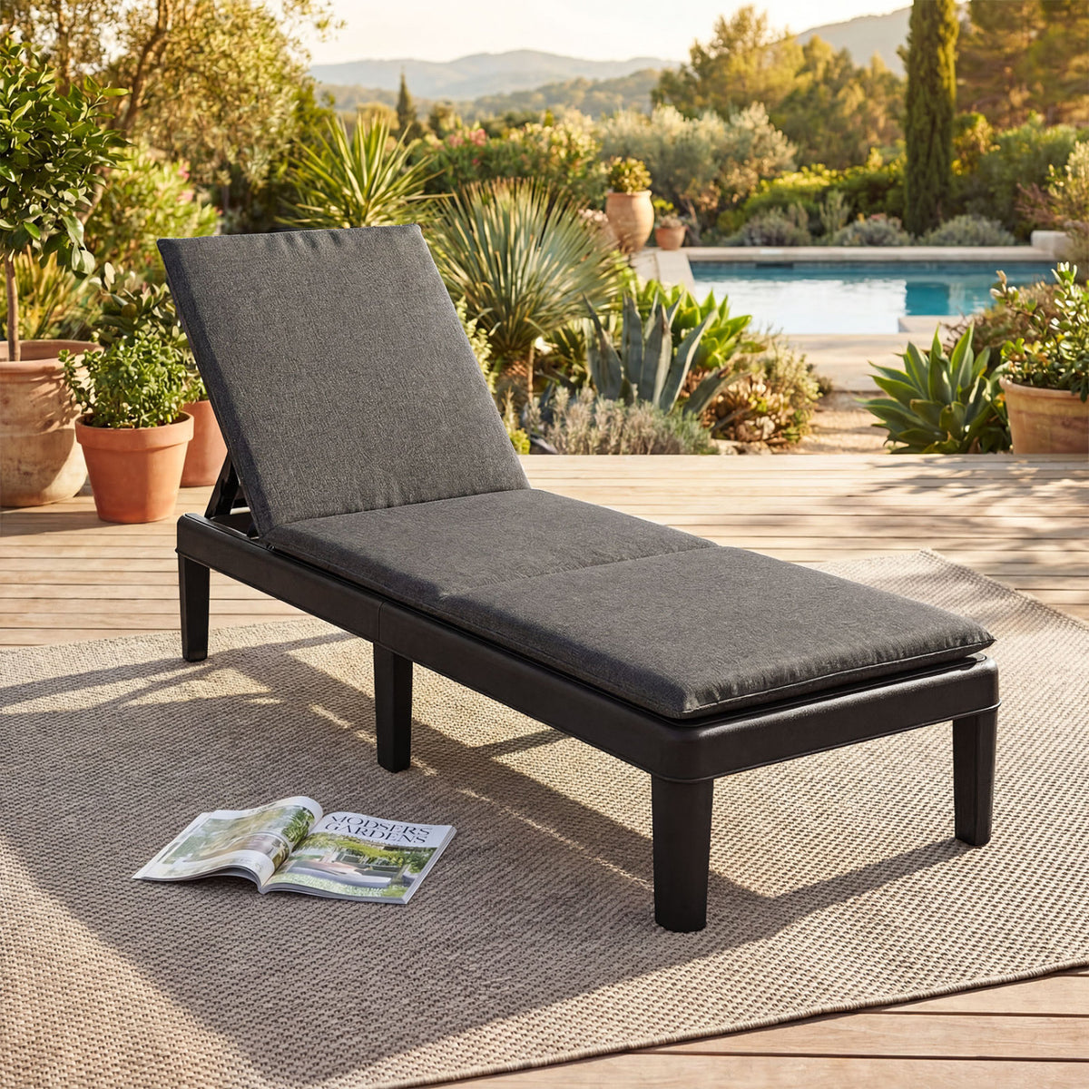 Patio Lounge Chair 3-Position Adjustable Backrest - Orange