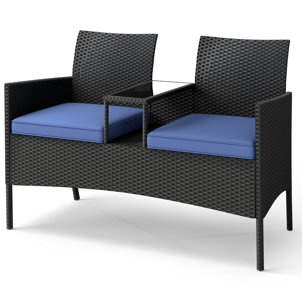Patio Loveseat with Built-in Table - Navy