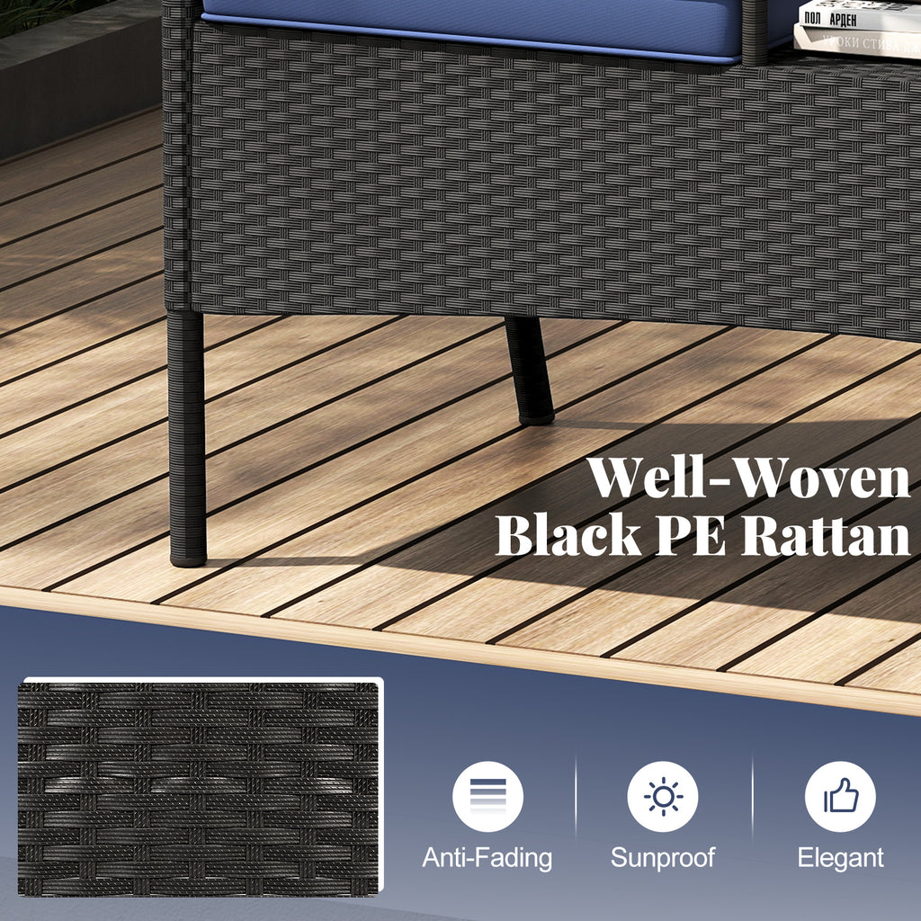 Patio Loveseat with Built-in Table - Navy