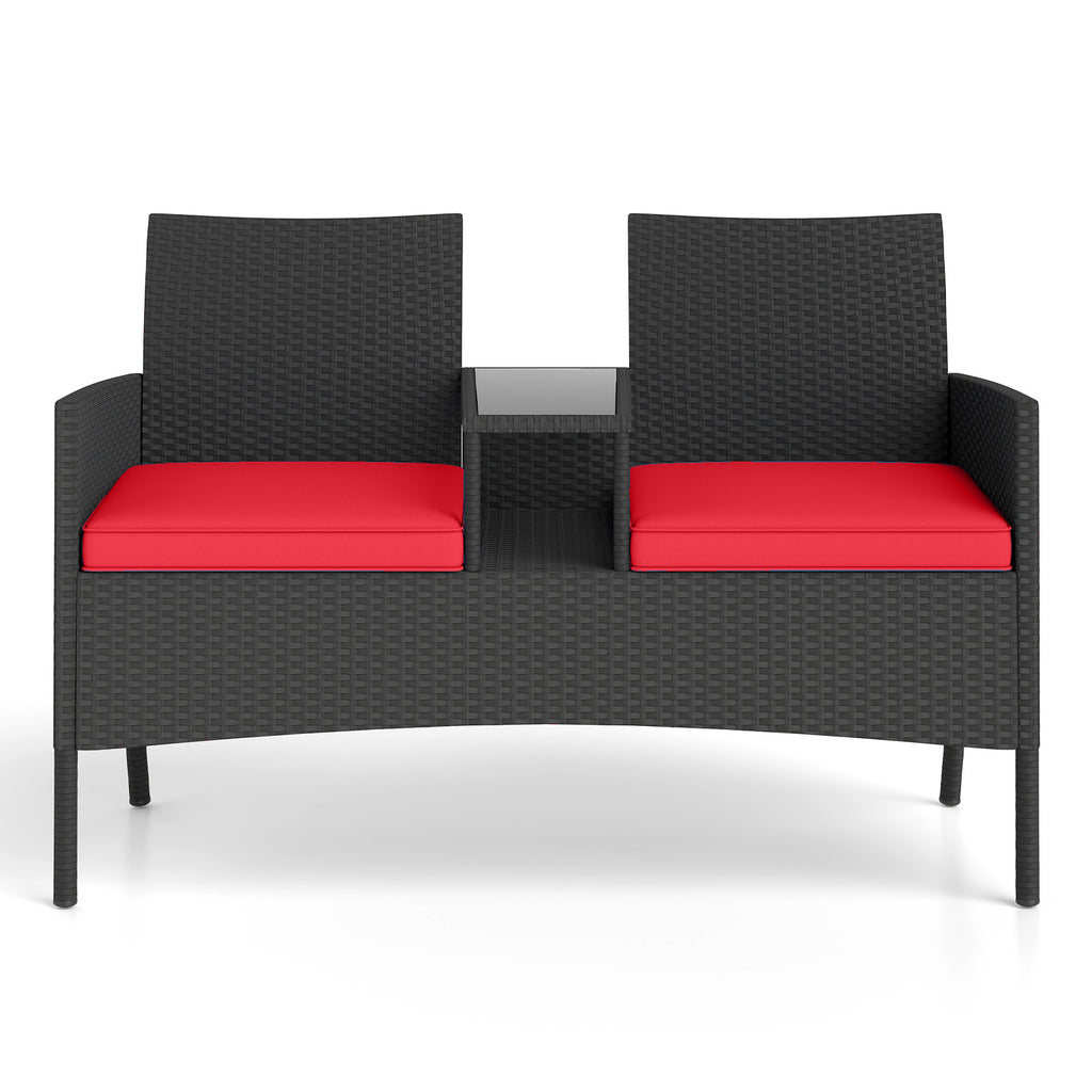Patio Loveseat with Built-in Table - Navy