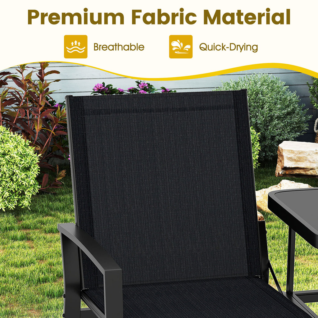 Patio Loveseat with Built-in Table - Black