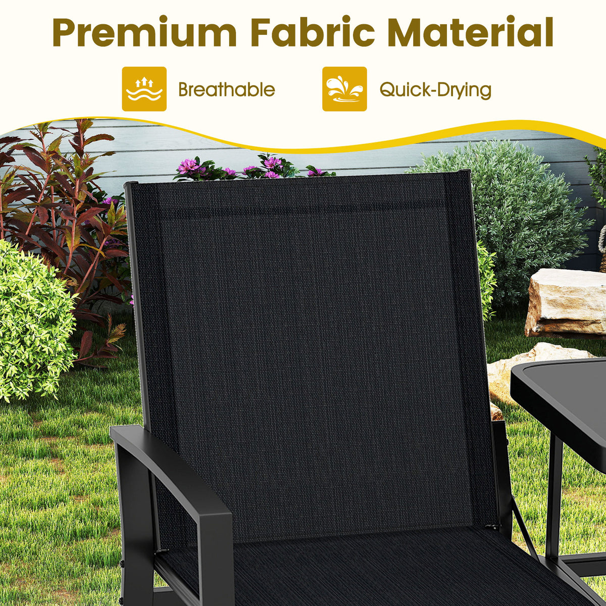 Patio Loveseat with Built-in Table - Black