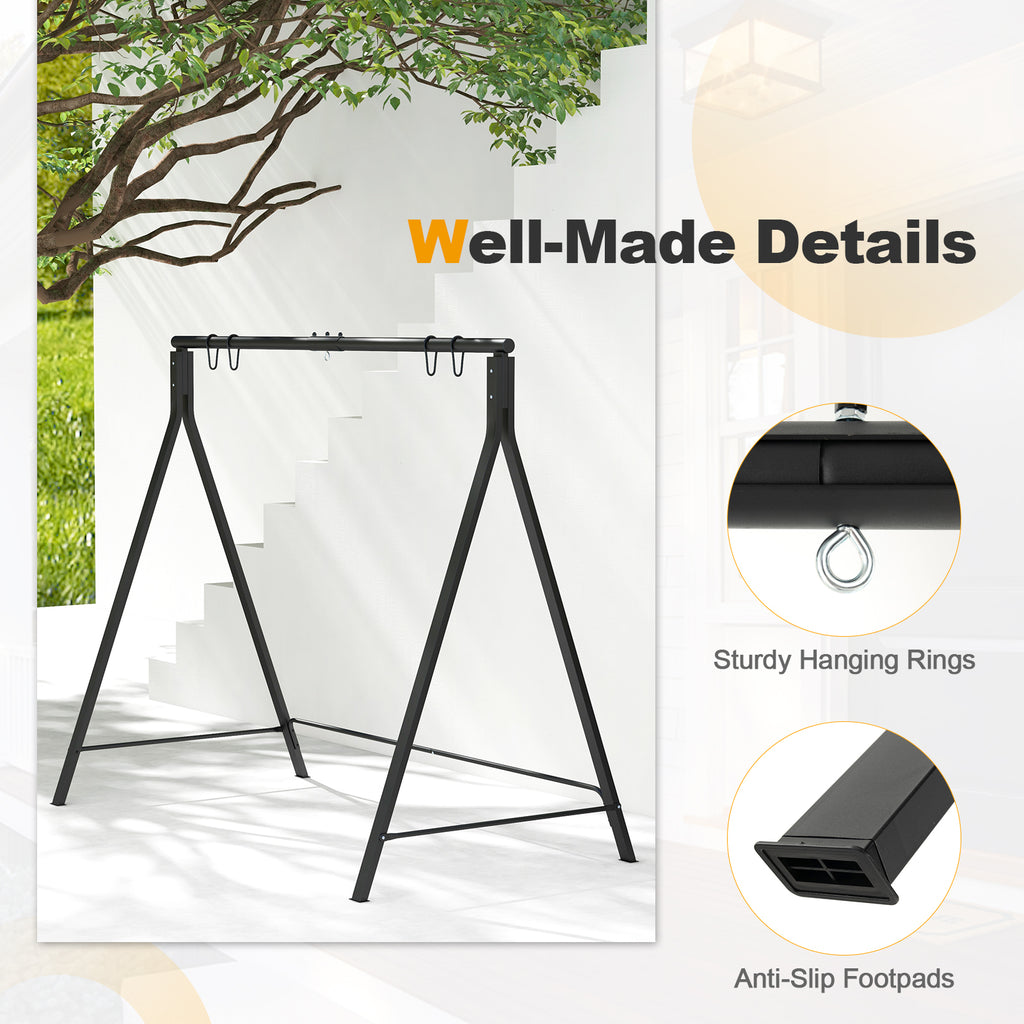 Patio Metal Swing Stand A-Shaped Structure, Black