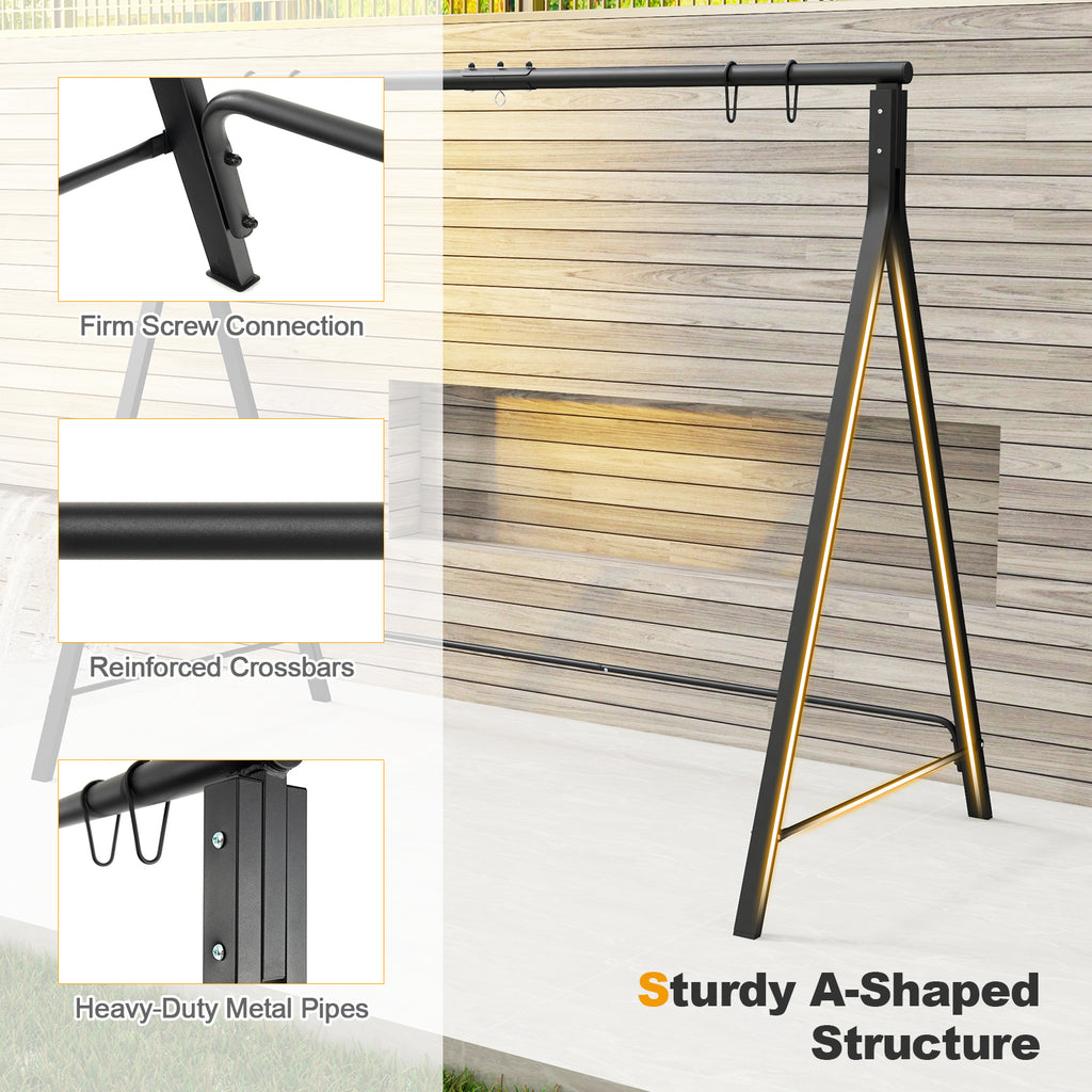 Patio Metal Swing Stand A-Shaped Structure, Black