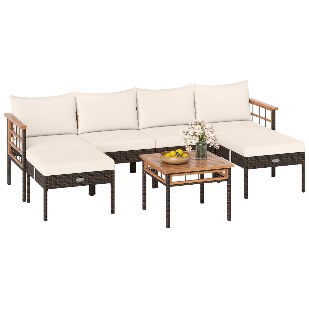 4 Pieces Outdoor Furniture Set with 32 Inch Fire Pit Table and