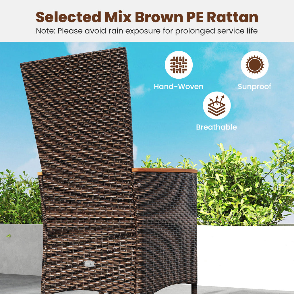 Patio Rattan Dining Chairs Set of 2 with High Backrest - Beige