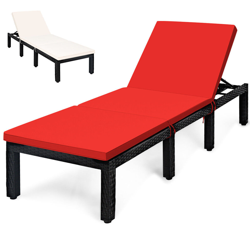 Patio Rattan Lounge Chair with Cushion Covers - Black & Turquoise