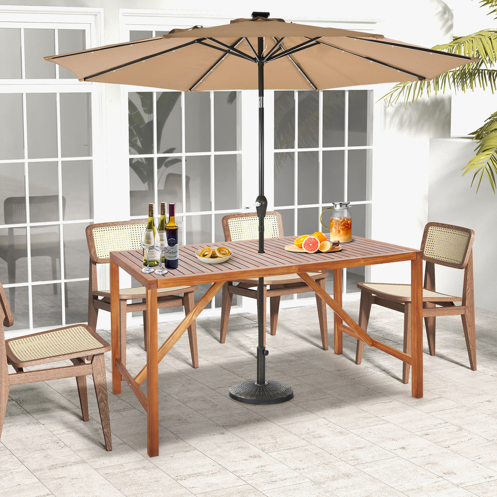 67" x 31.5" Acacia Wood Patio Dining Table with Umbrella Hole