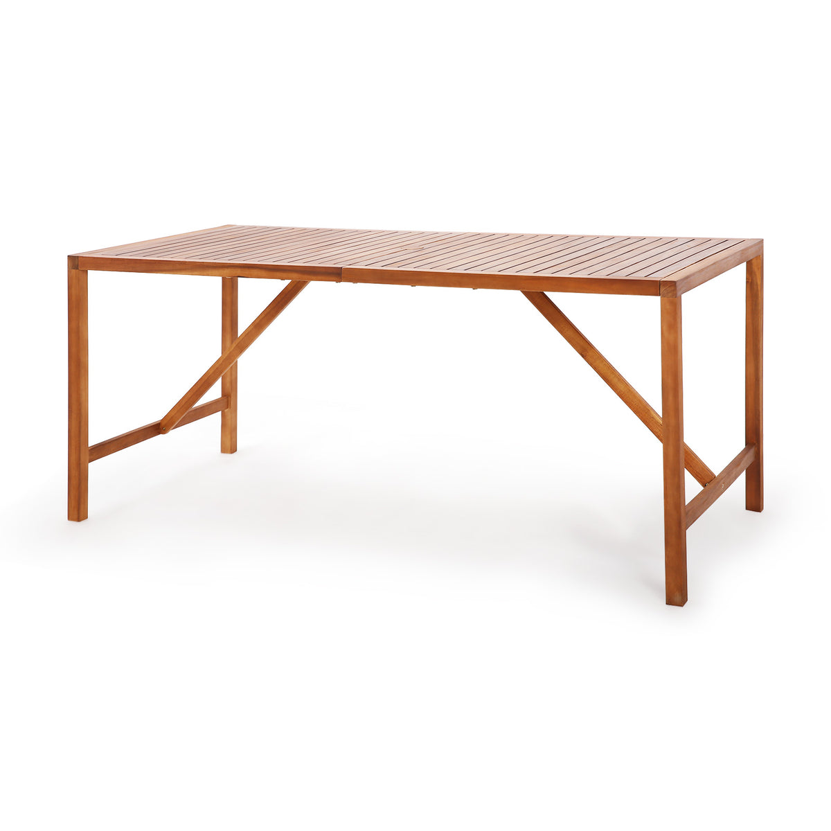 67" x 31.5" Acacia Wood Patio Dining Table with Umbrella Hole