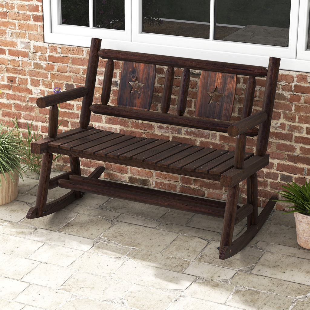 Patio Rocking Bench Double Rocker Chair with Ergonomic Seat 2-Person