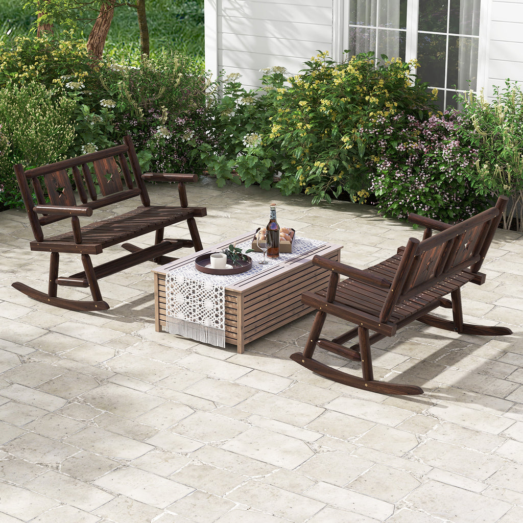 Patio Rocking Bench Double Rocker Chair with Ergonomic Seat 2-Person