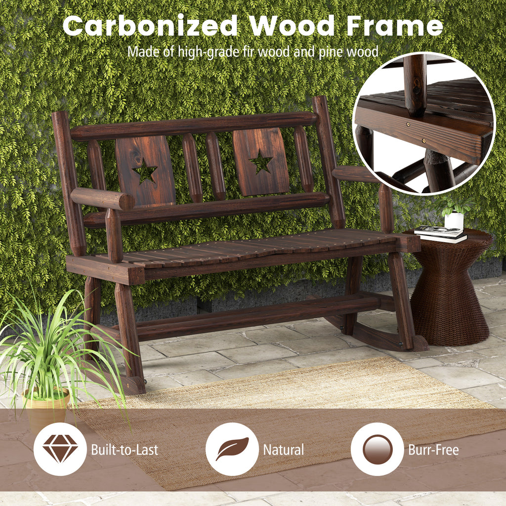 Patio Rocking Bench Double Rocker Chair with Ergonomic Seat 2-Person