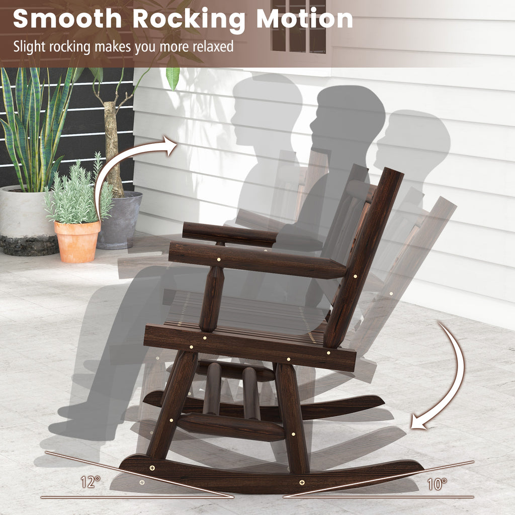 Patio Rocking Bench Double Rocker Chair with Ergonomic Seat 2-Person