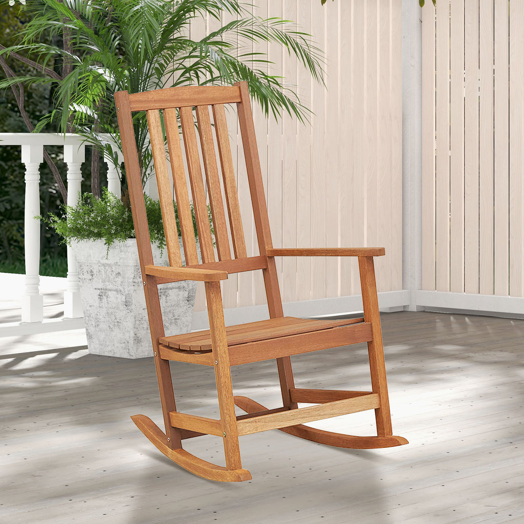 Patio Rocking Chair Ergonomic High-Back Outdoor Rocker with Smooth