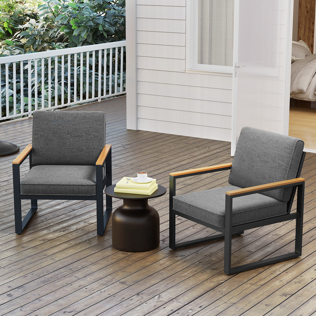 Patio Aluminum Armchair Set of 2 - Gray