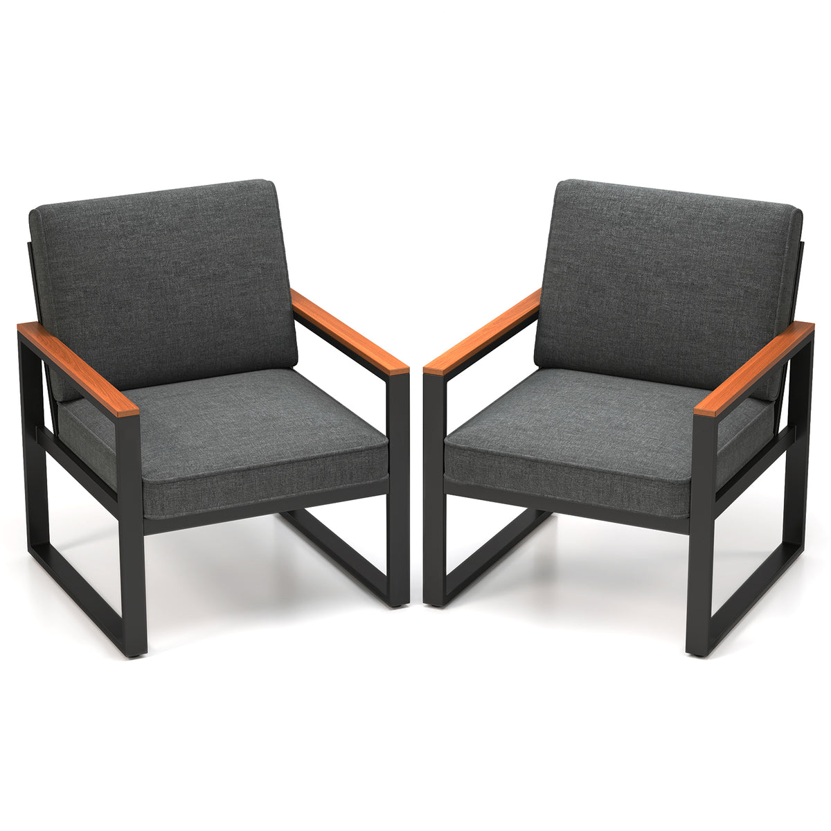 Patio Aluminum Armchair Set of 2 - Gray