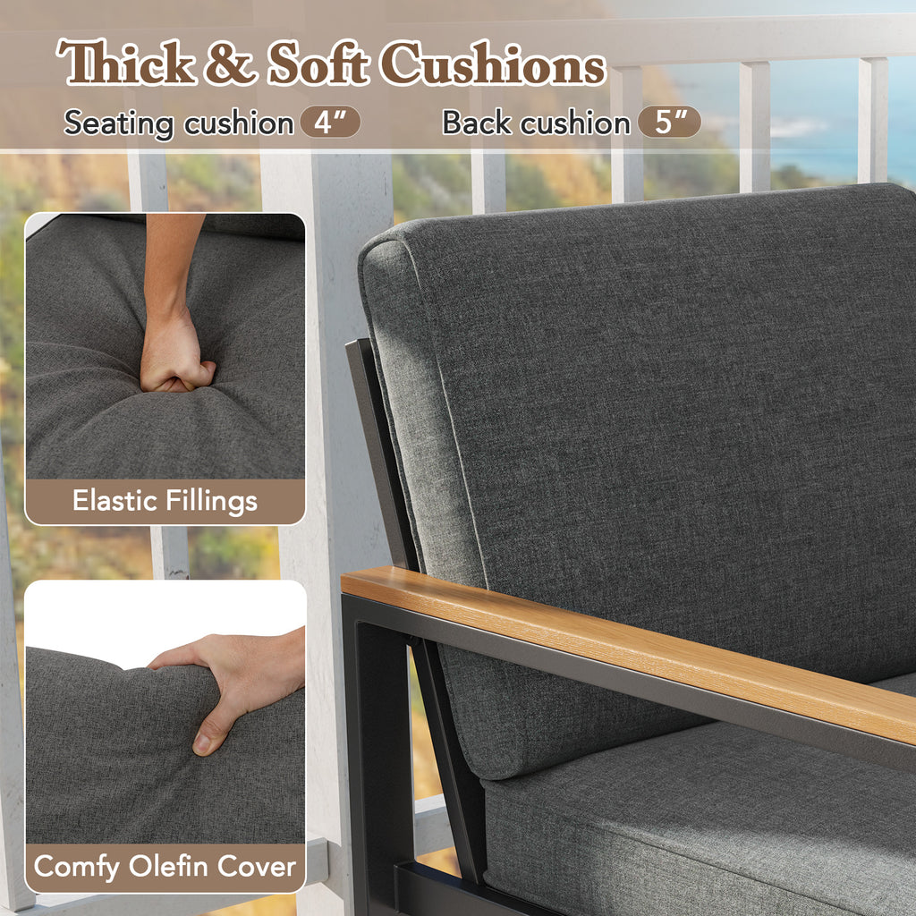 Patio Aluminum Armchair Set of 2 - Gray
