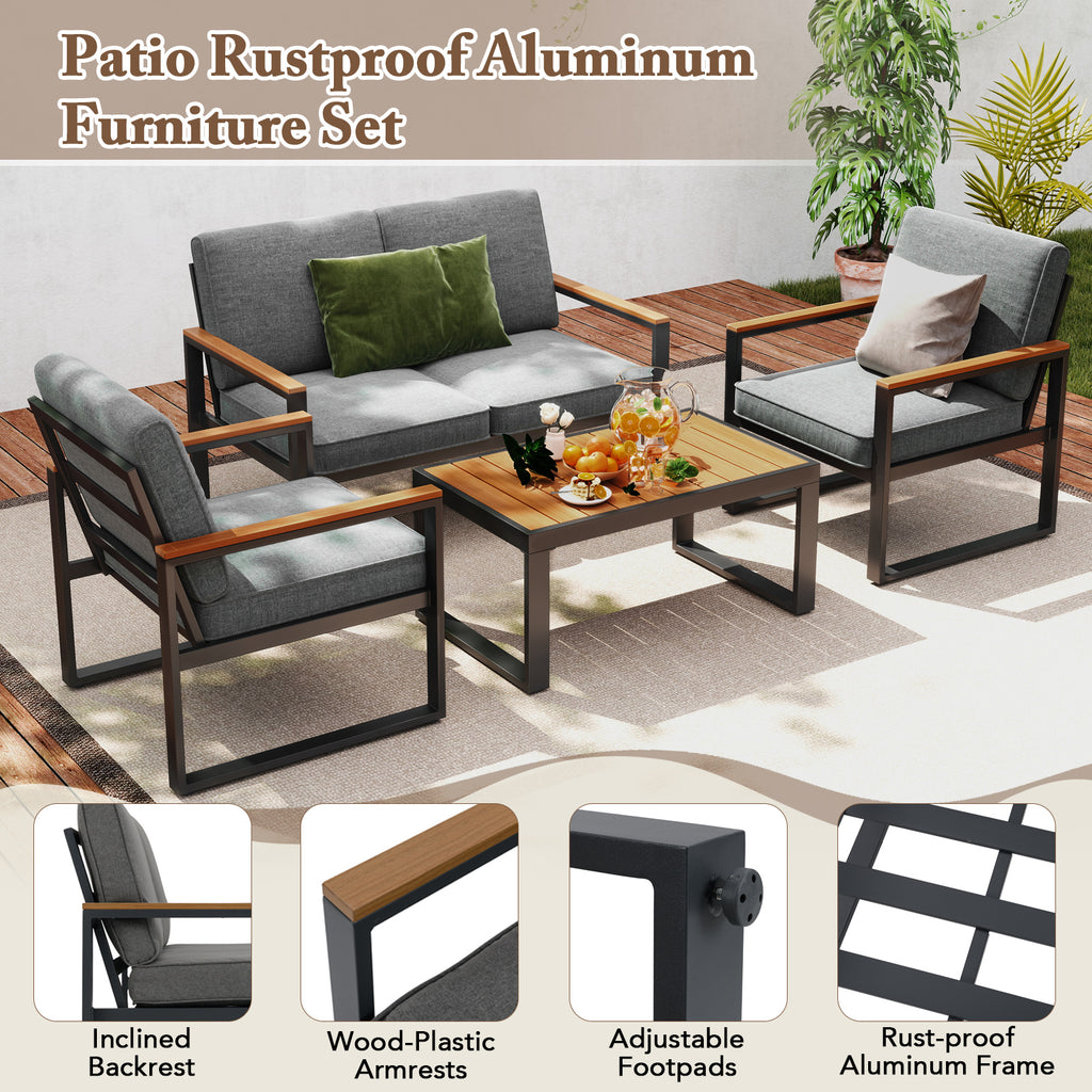 Patio Aluminum Armchair Set of 2 - Gray