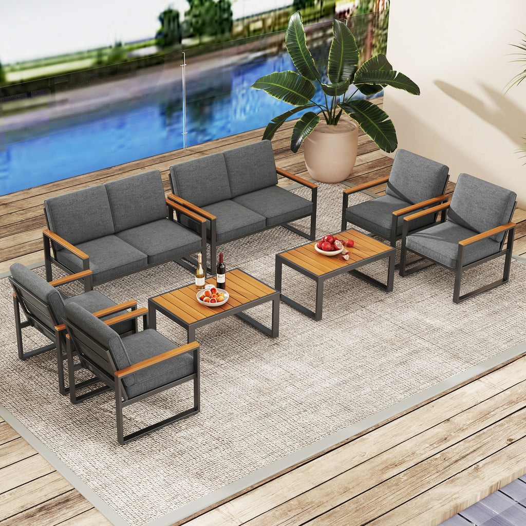 Patio Aluminum Armchair Set of 2 - Gray