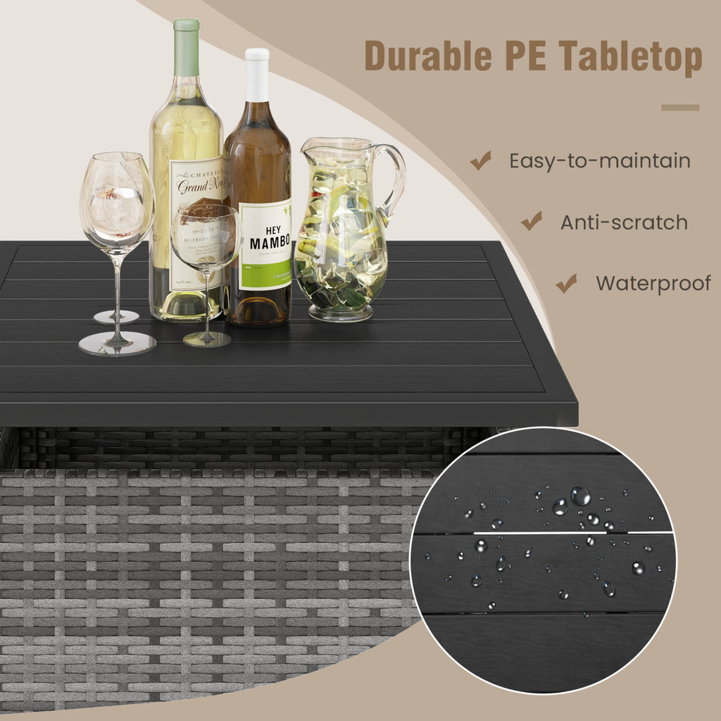 Patio Square Wicker Side Table with Umbrella Hole - Gray