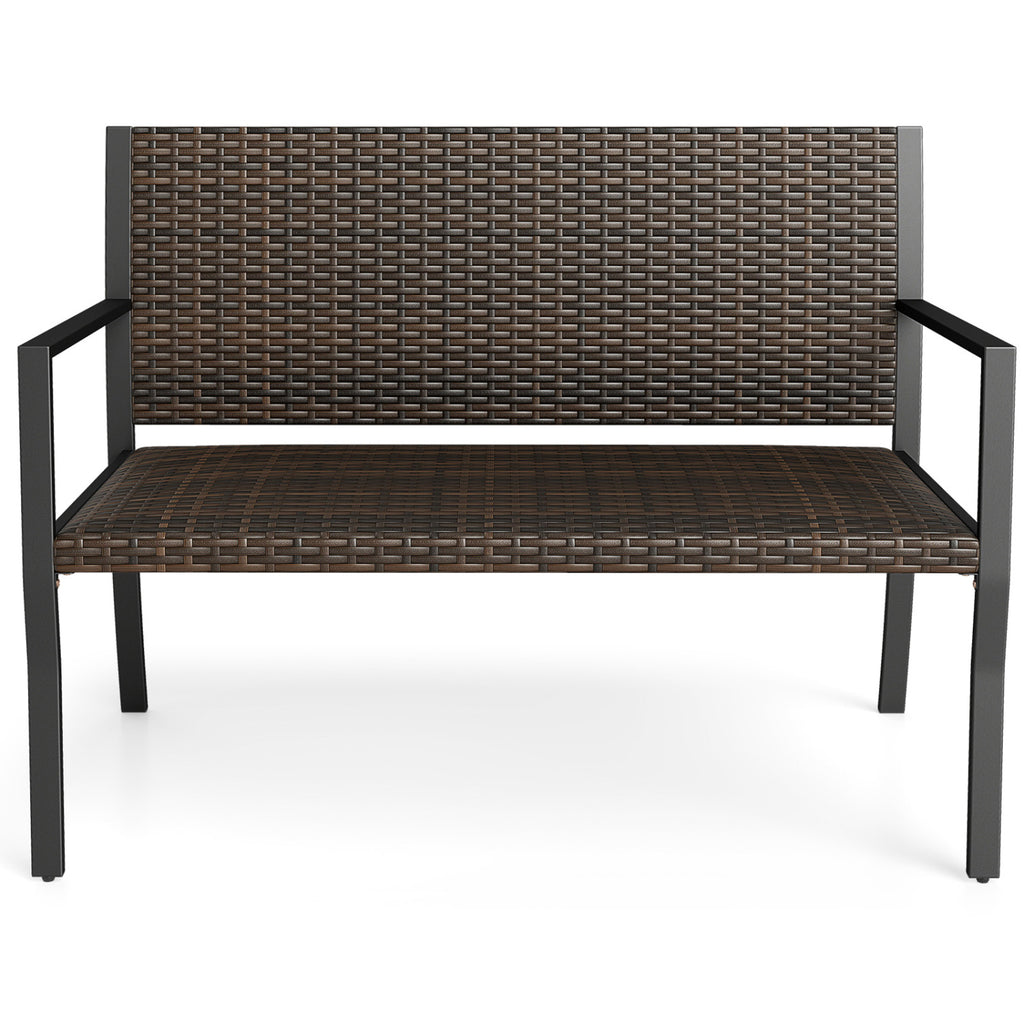 Patio Sun-Proof Rattan Loveseat with Soft Sponge Seat