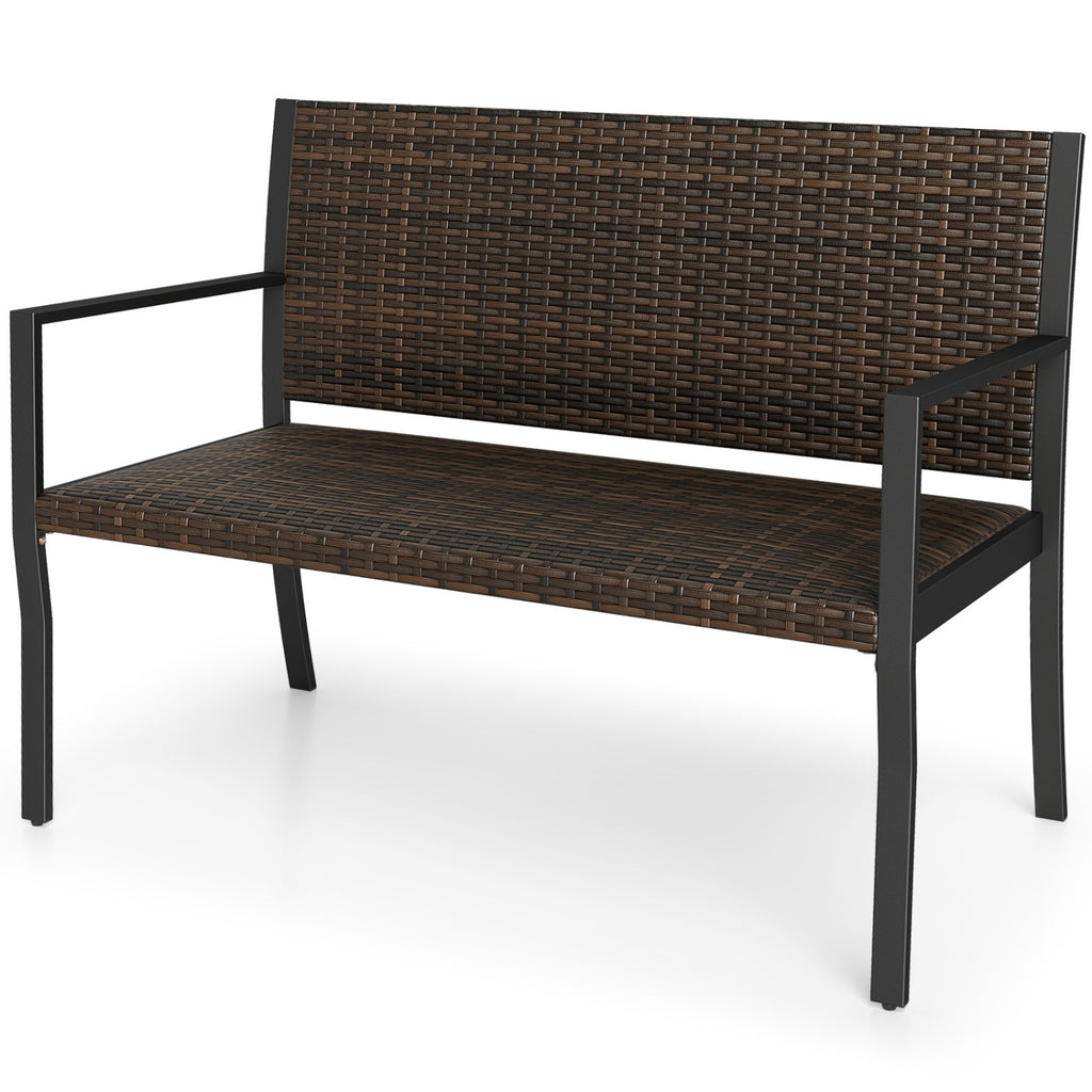 Patio Sun-Proof Rattan Loveseat with Soft Sponge Seat