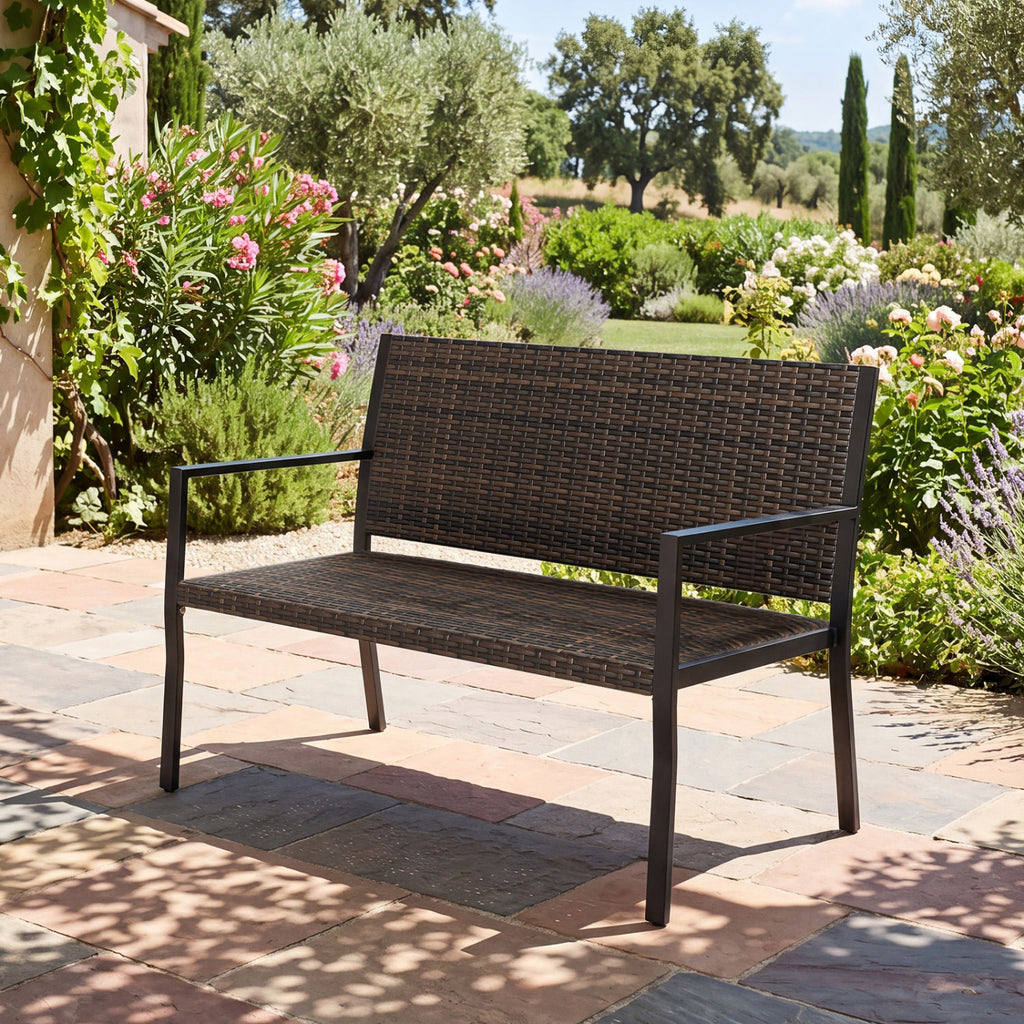 Patio Sun-Proof Rattan Loveseat with Soft Sponge Seat