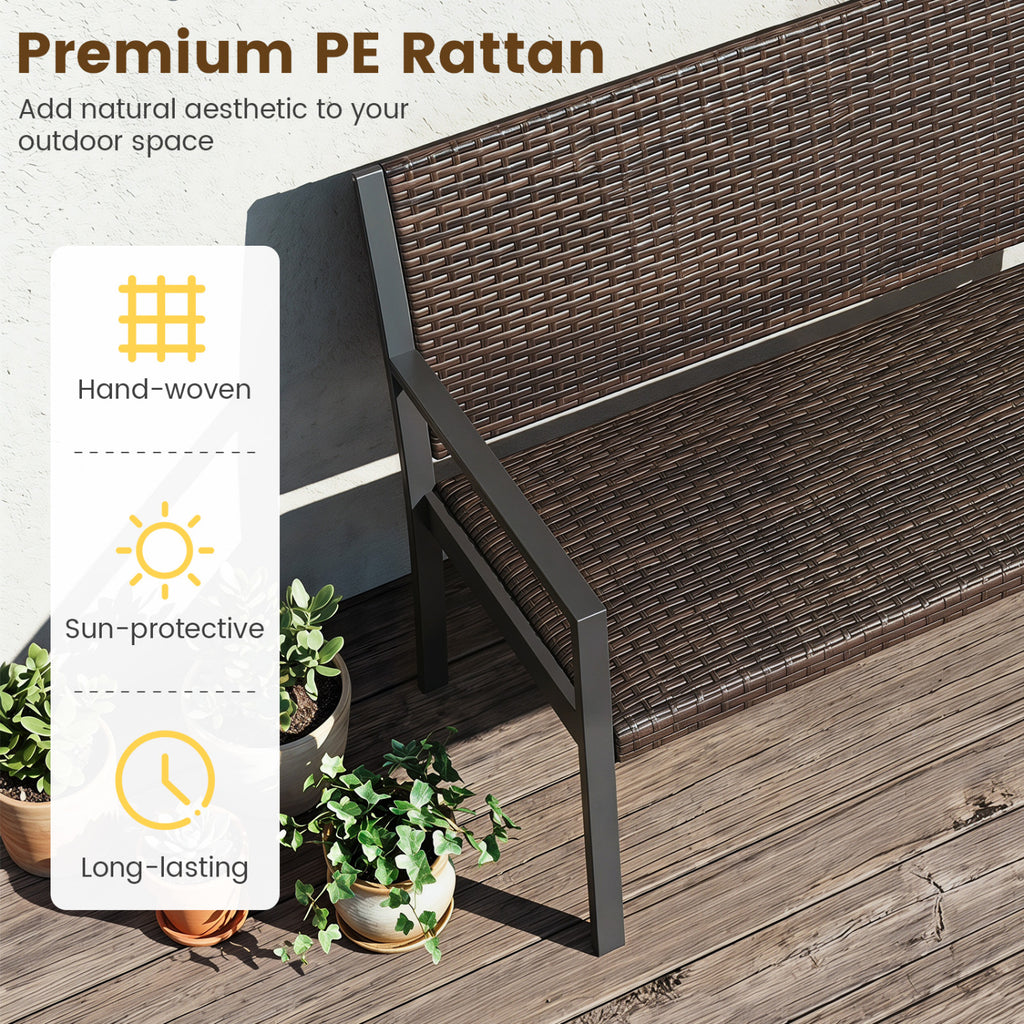 Patio Sun-Proof Rattan Loveseat with Soft Sponge Seat
