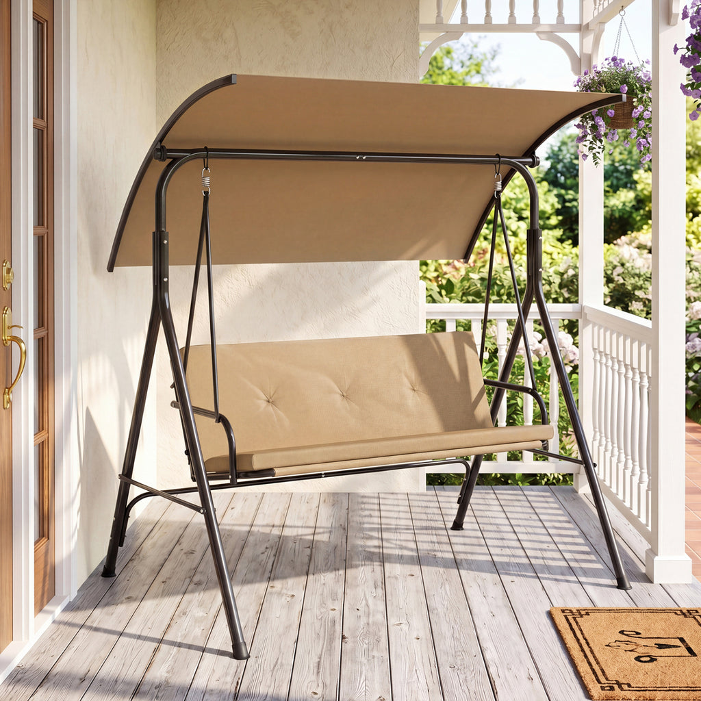 Patio Swing Chair with Adjustable Canopy & Removable Cushion and