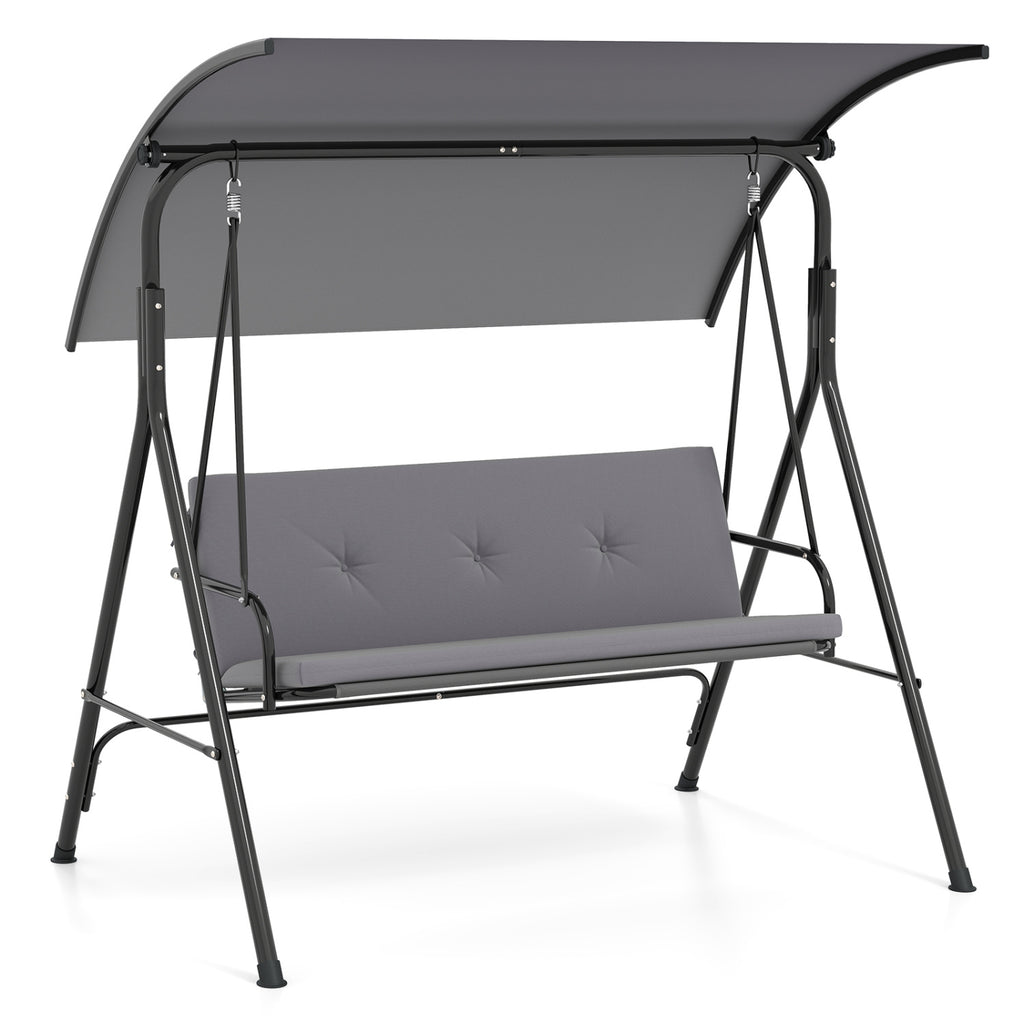 Patio Swing Chair with Adjustable Canopy & Removable Cushion and
