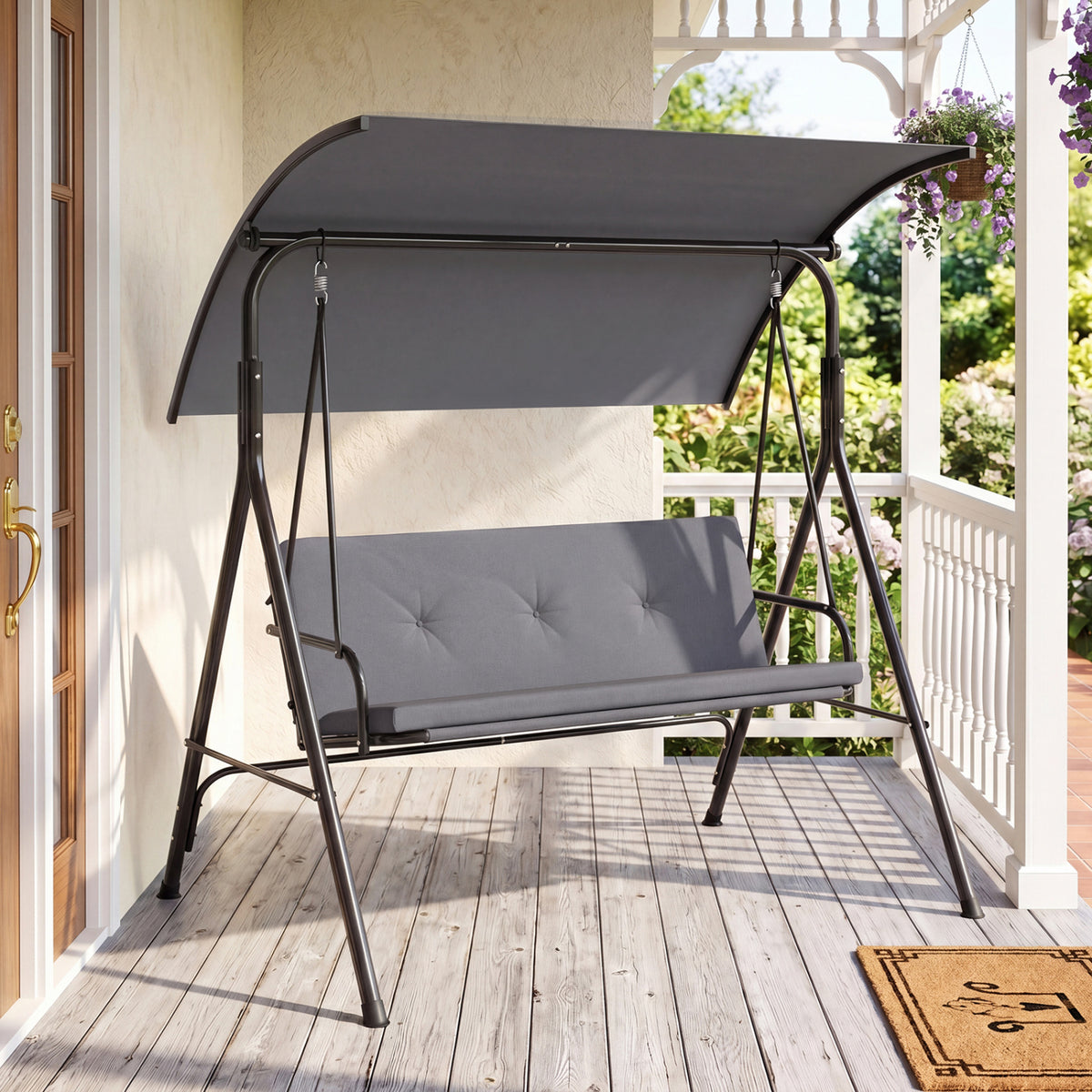 Patio Swing Chair with Adjustable Canopy & Removable Cushion and