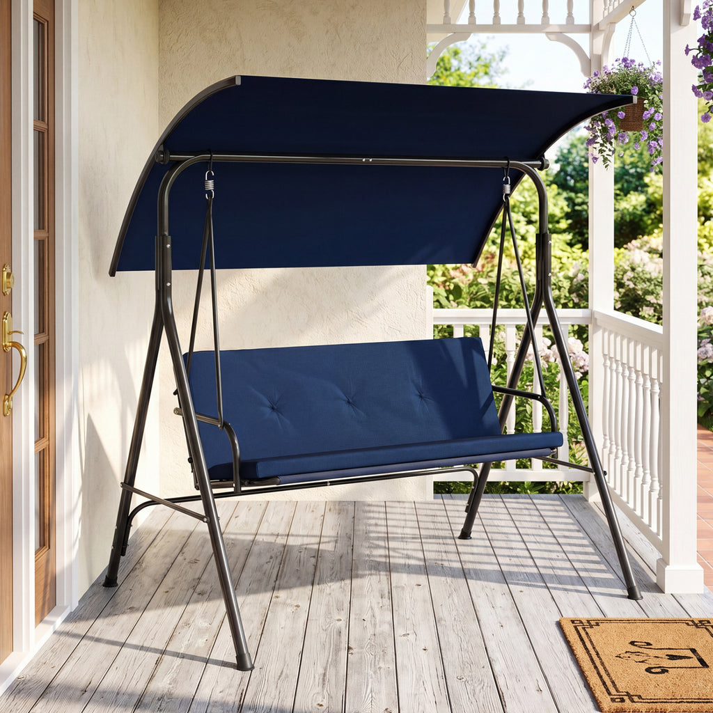 Patio Swing Chair with Adjustable Canopy & Removable Cushion and