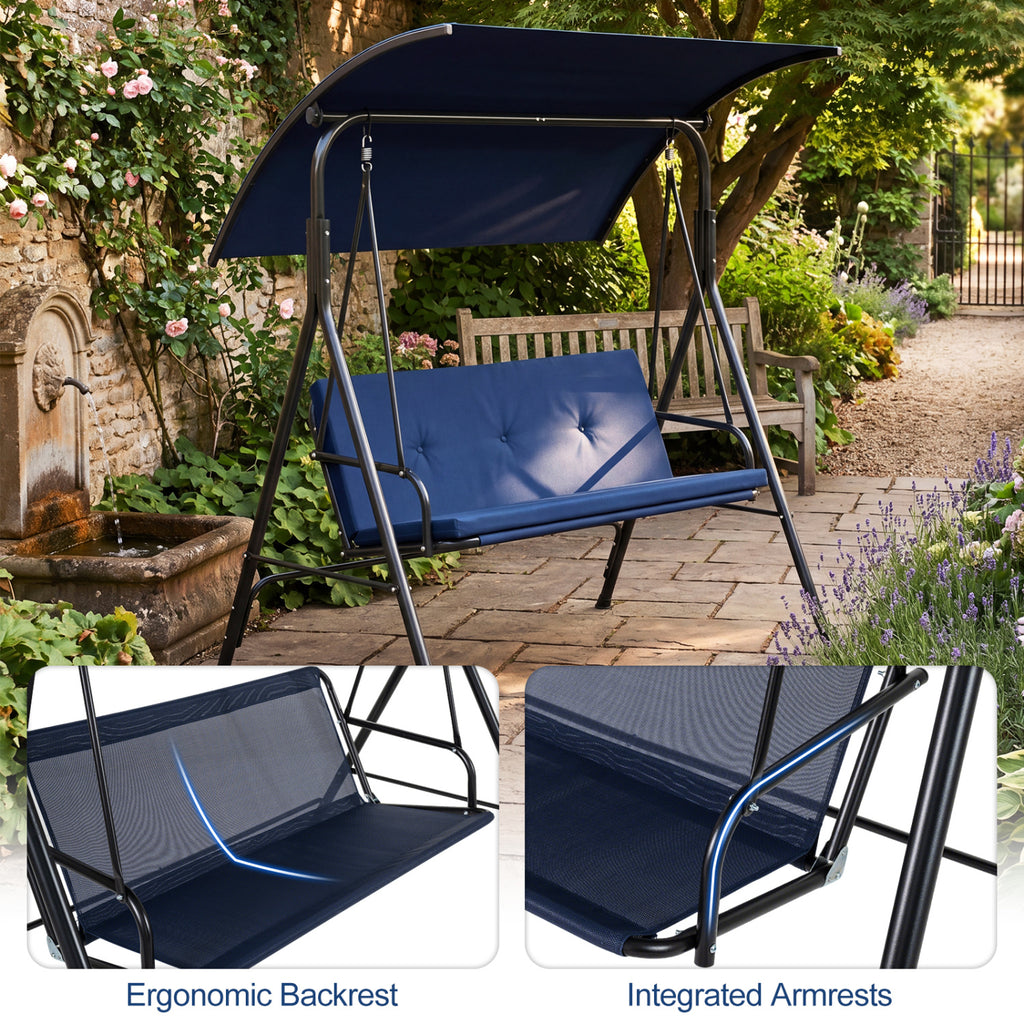 Patio Swing Chair with Adjustable Canopy & Removable Cushion and