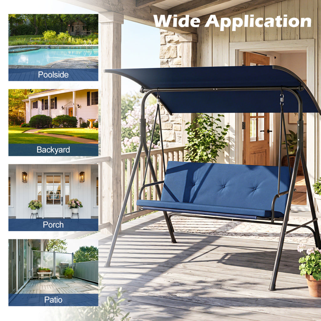 Patio Swing Chair with Adjustable Canopy & Removable Cushion and