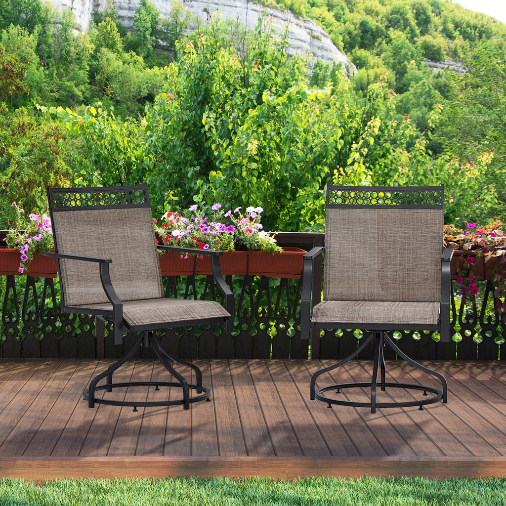 Patio Swivel Dining Chairs Set of 2 with Heavy-duty Metal Frame and