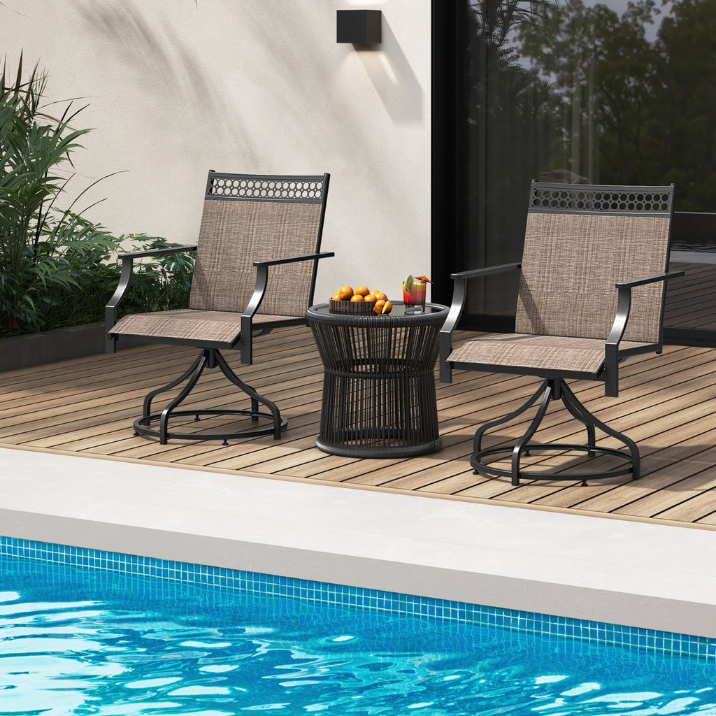Patio Swivel Dining Chairs Set of 2 with Heavy-duty Metal Frame and