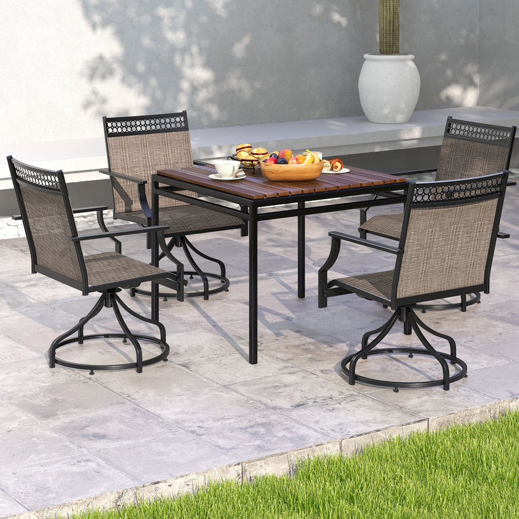 Patio Swivel Dining Chairs Set of 2 with Heavy-duty Metal Frame and