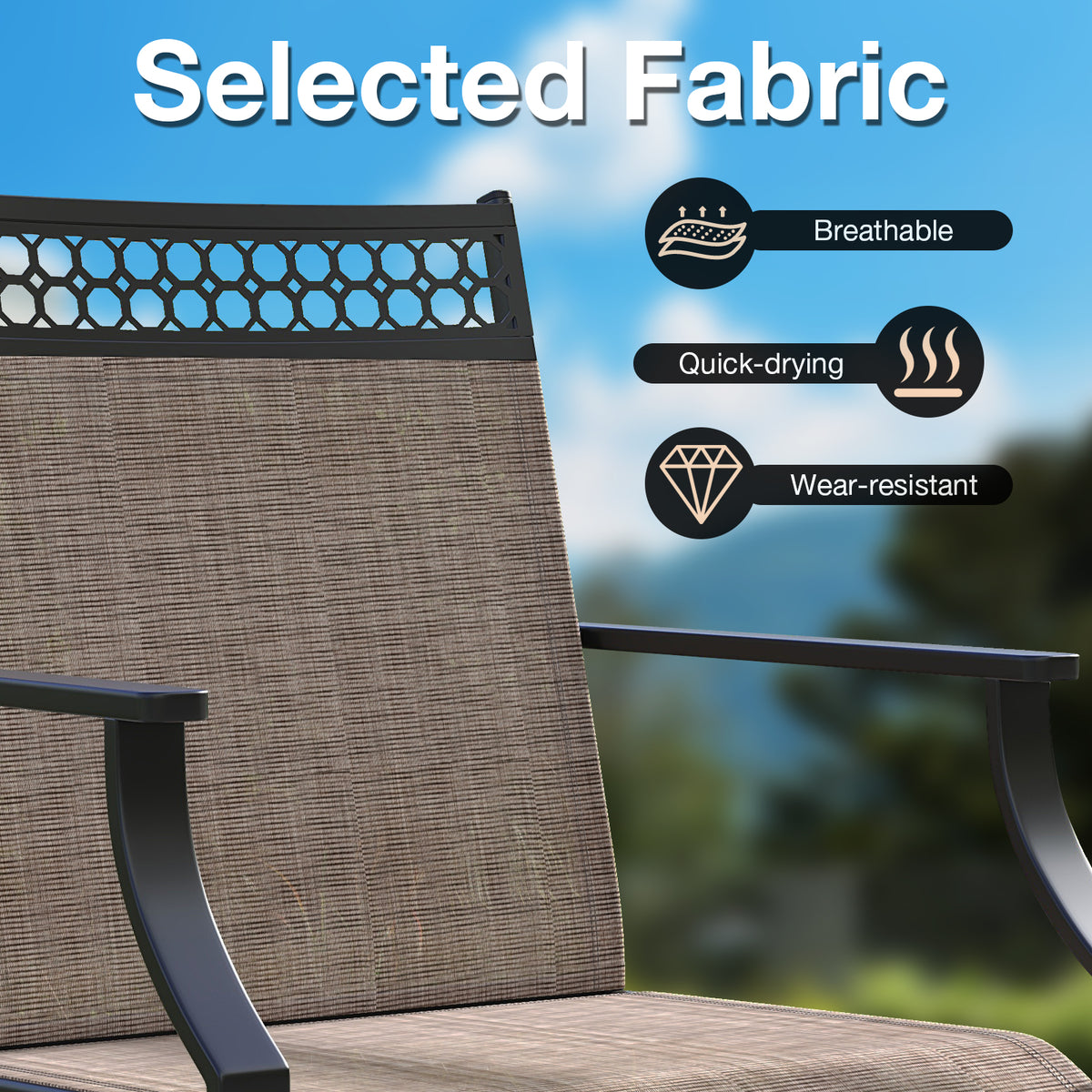 Patio Swivel Dining Chairs Set of 2 with Heavy-duty Metal Frame and