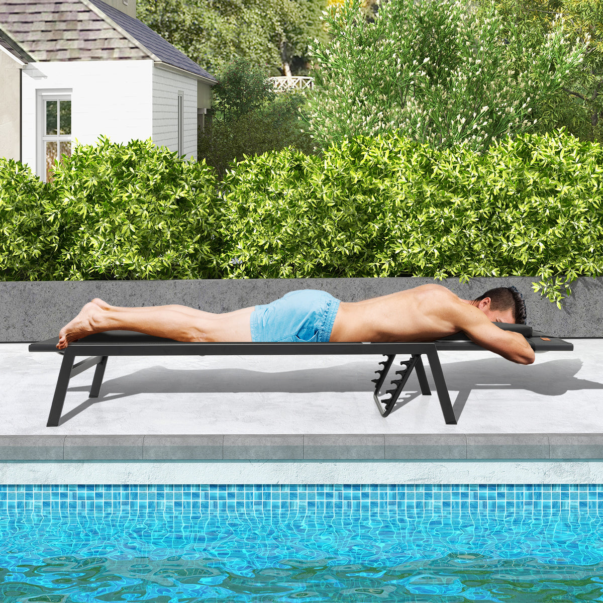 Patio 5-Position Adjustable Sunbathing Lounge Chair Tanning