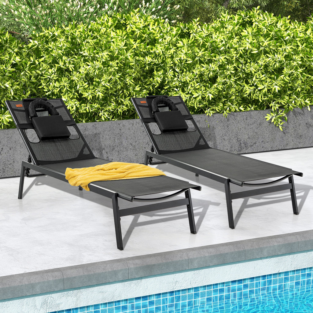 Patio 5-Position Adjustable Sunbathing Lounge Chair Tanning
