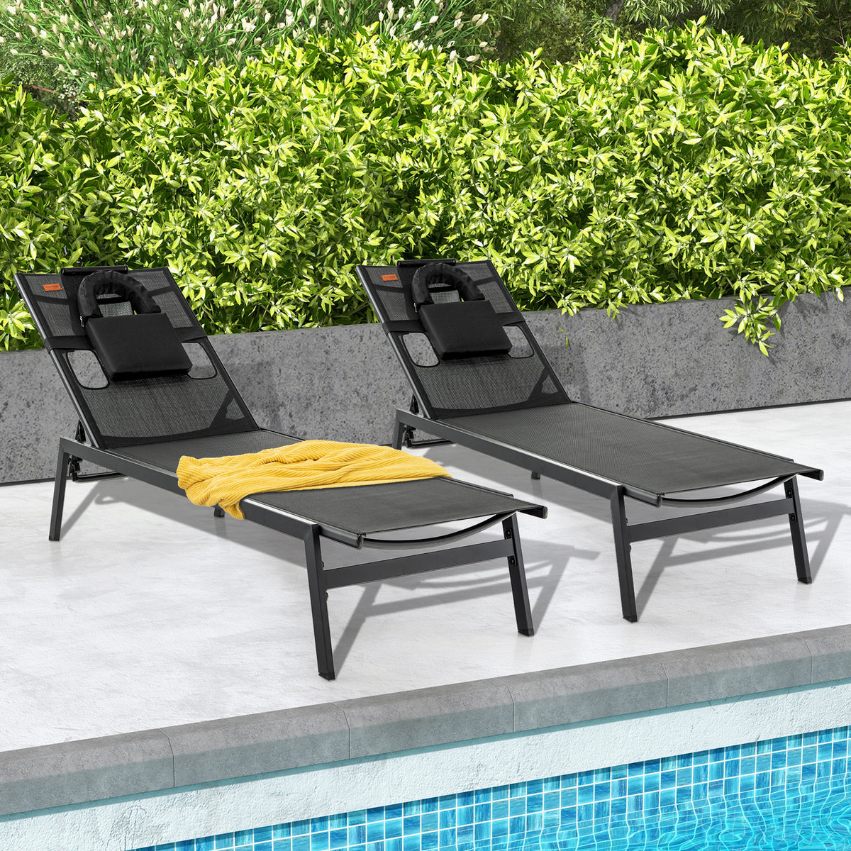 Patio 5-Position Adjustable Sunbathing Lounge Chair Tanning