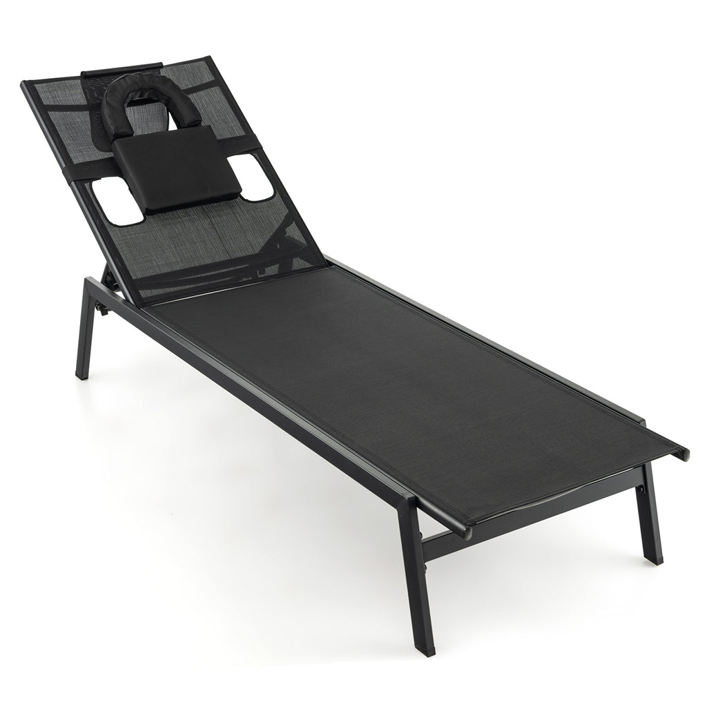 Patio 5-Position Adjustable Sunbathing Lounge Chair Tanning