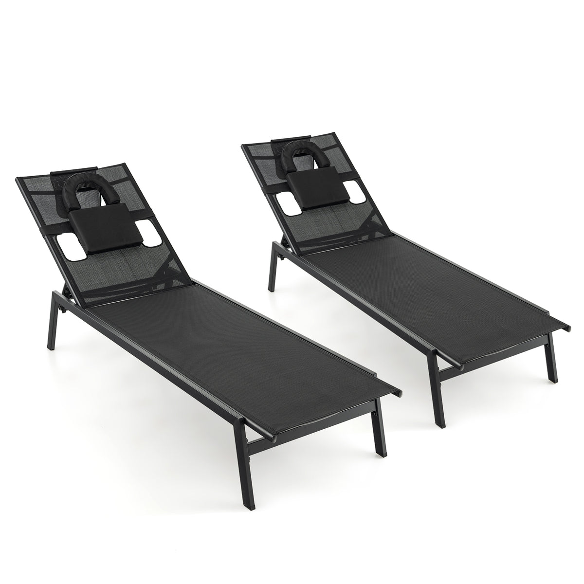 Patio 5-Position Adjustable Sunbathing Lounge Chair Tanning