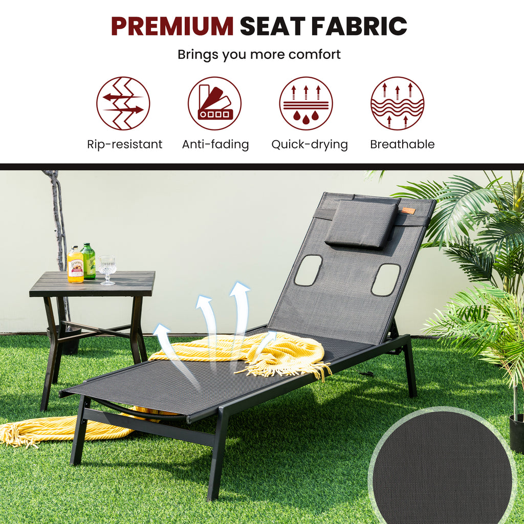Patio 5-Position Adjustable Sunbathing Lounge Chair Tanning