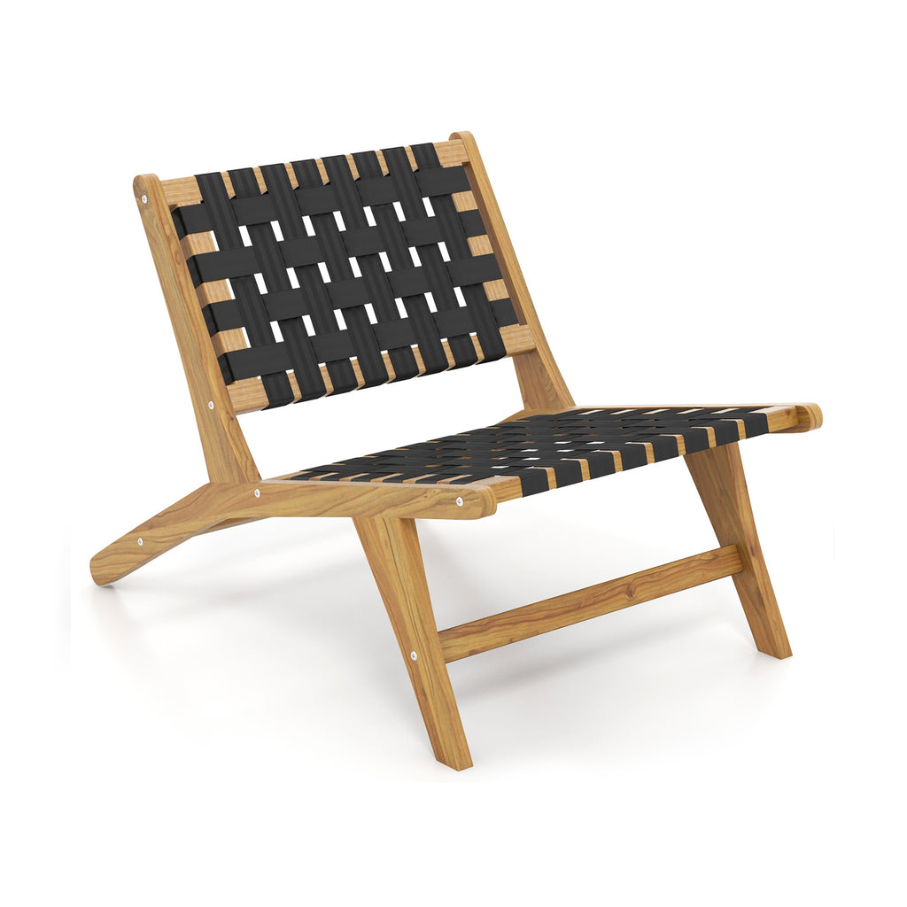 Teak Wooden Chair with Handwoven Cordage Seat - Fine Hand Knitting